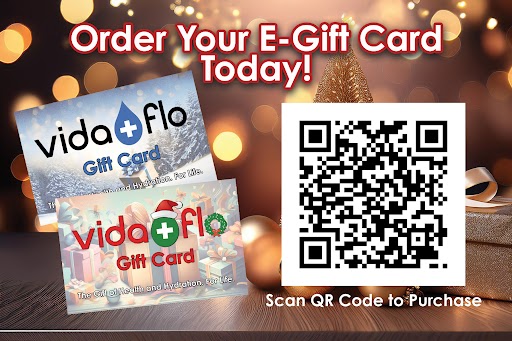 Vida-Flo holiday gift cards and QR code for easy ordering!